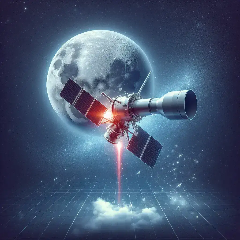 "Telescópio infravermelho da NASA em design conceptual para missão à órbita lunar, ilustrando avanços na exploração espacial e pesquisa astronômica."