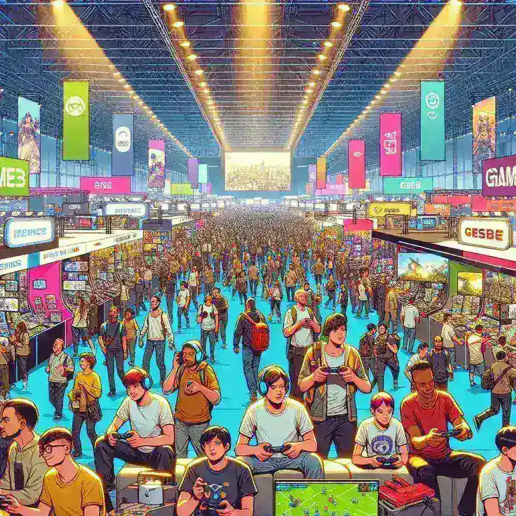"Evento Brasil Game Show 2025 com expositores em destaque, evidenciando a presença recorde de empresas de tecnologia e jogos. Multidão animada e estandes coloridos refletem o entusiasmo da indústria de games no Brasil."
