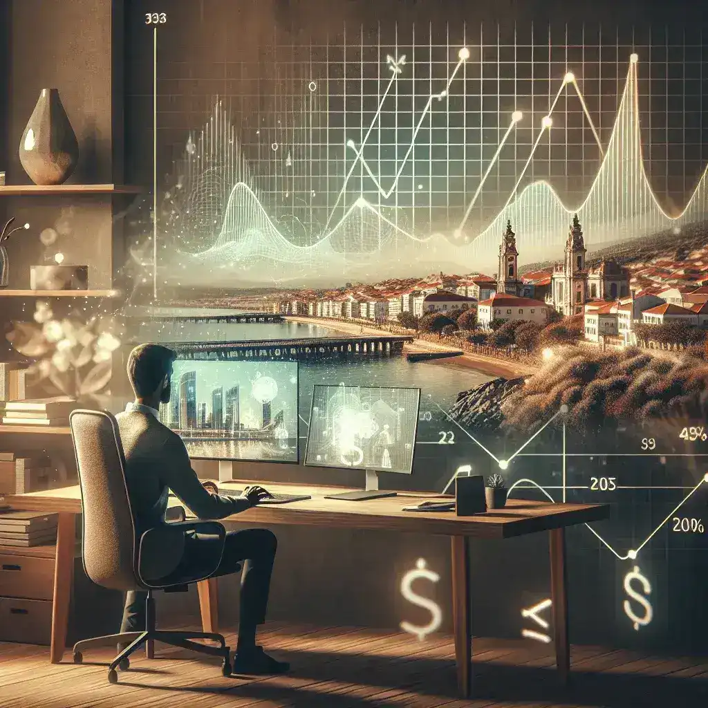 "Gráfico mostrando as tendências salariais e o aumento do trabalho remoto no setor tech em Portugal em 2025, destacando mudanças e expectativas no mercado de trabalho."