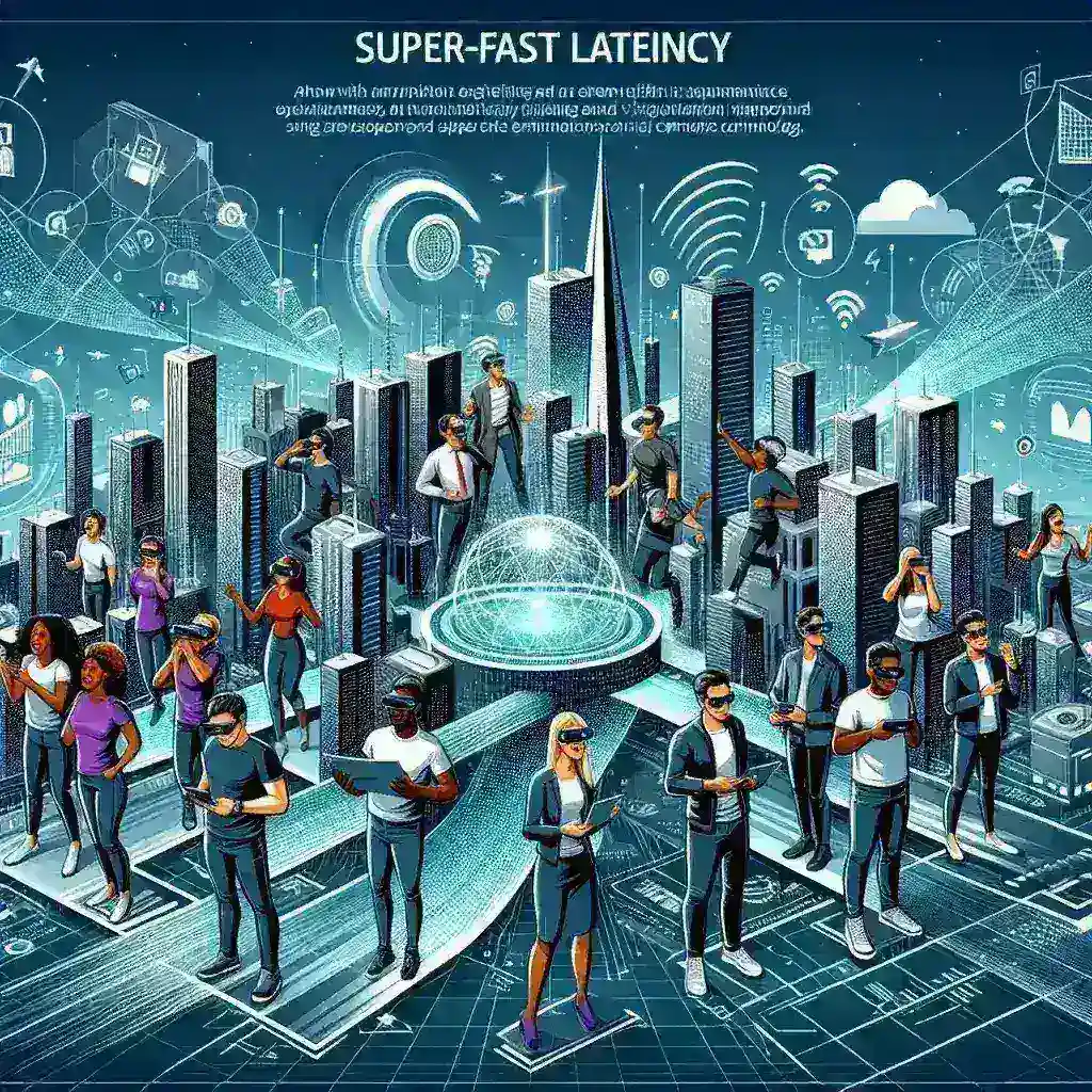 "Comparação de tecnologias 5G e 6G destacando a latência quase zero para aplicações de realidade aumentada e virtual, ilustrando os benefícios das futuras redes móveis."